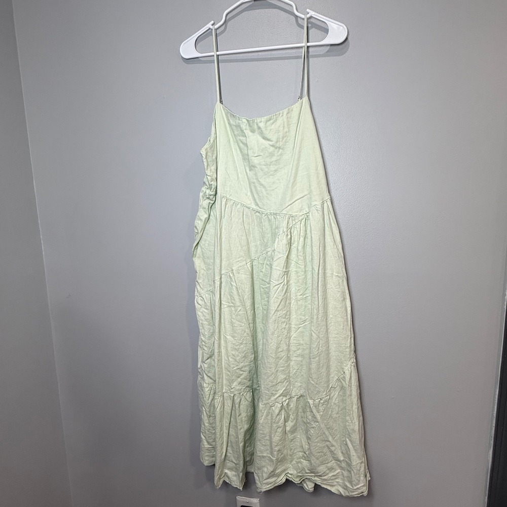Urban Renewal Sage‎ Green Linen Blend Tiered Maxi Dress XL OB1211839